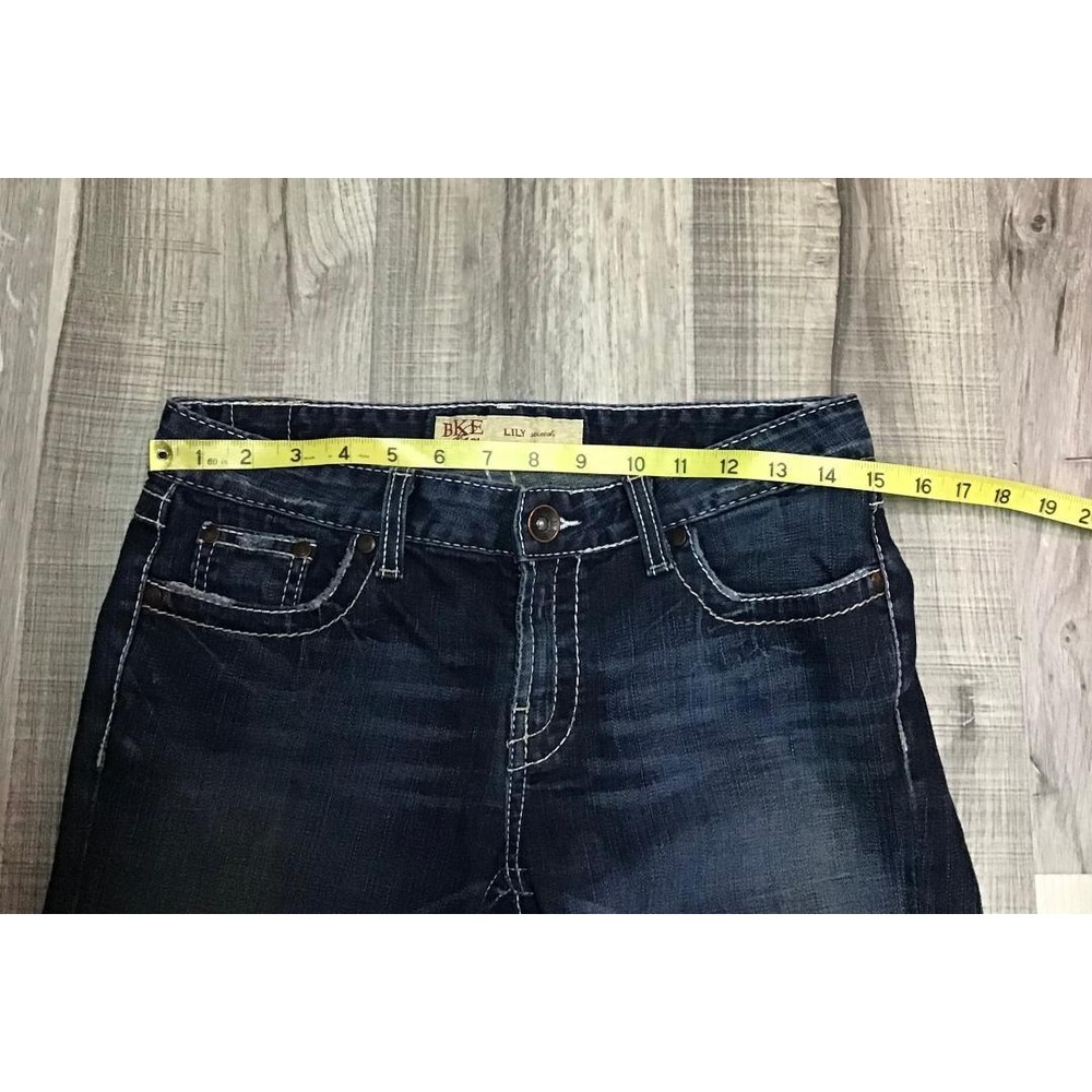 BKE Lily Stretch Dark Wash Denim Capris Jeans Womens Sz 29 Thick Stitch Low Rise - Picture 6 of 12